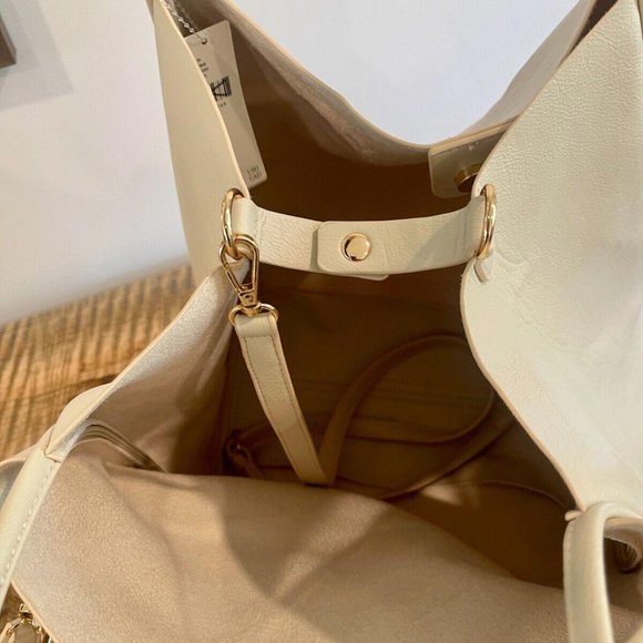 Anthropologie The Hollace Tote Ivory Vegan Leather Tote with inner removable bag - Picture 11 of 12